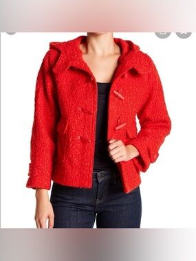 Opening Ceremony Red Teddy Toggle Coat With Hood Size 2